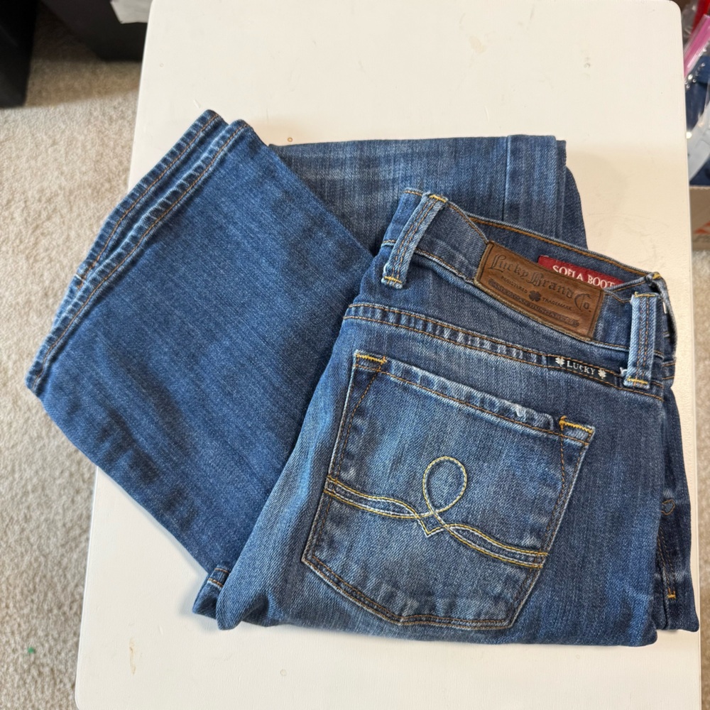 Lucky Brand Sofia Bootcut Medium Wash Mid-Rise Embroidered Pocket 28LONG